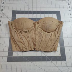 Beige lace up bustier corset top - XS
